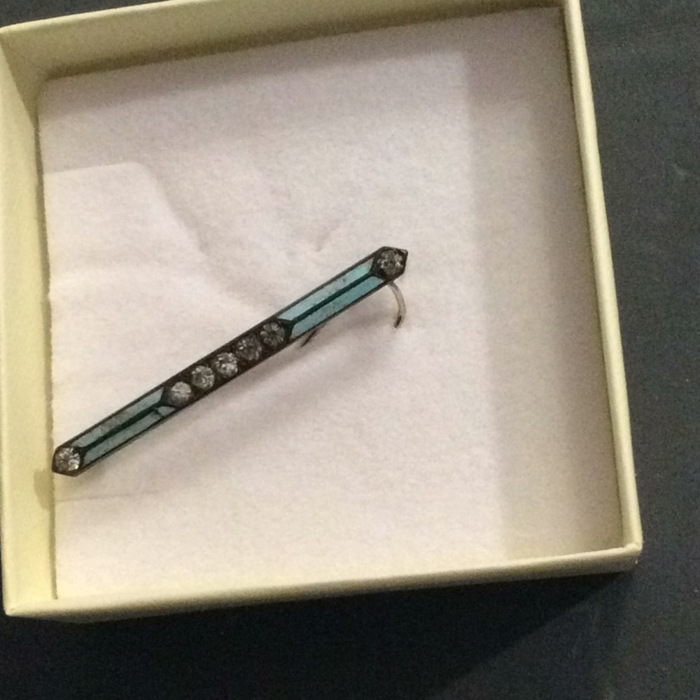 Antique pin. Sterling with enamel small diamonds